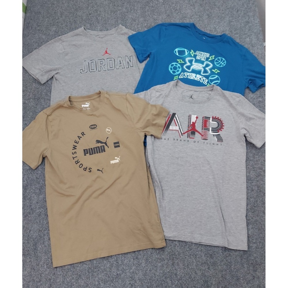 Lot 4 UNDER ARMOUR JORDAN PUMA Shirt Boys Youth Large Graphic Tee Basketball